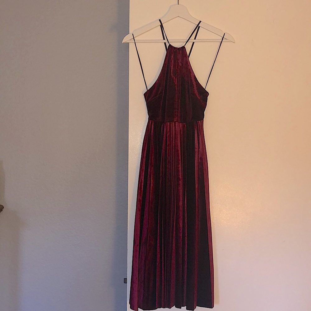 Endless Rose Velvet Midi Accordion Dress- Stretchy